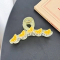 Fashionable yellow resin hair claw clip with realistic orange slice designs for women - Lemon-11cm