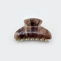 Large tortoiseshell acrylic hair claw clip with brown marble pattern and gold metal teeth - 7cm / Tortoise
