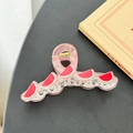 Pink translucent fruit shark hair claw clip with colorful watermelon pattern for women - Watermelon-11cm