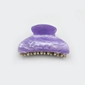 Fashionable purple marble acrylic hair claw clip with golden metal teeth for women - 7cm / Purple