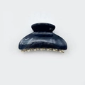 Dark blue marble texture hair claw clip with elegant gold metal bead decorative edges - 7cm / Dark Green