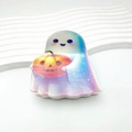 Pince à cheveux fantôme d'Halloween avec citrouille en dégradé bleu et violet - Blue Purple Gradient Ghost with Pumpkin - Cartoon (#44)