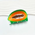 Simpatica molletta per capelli in acrilico con vivace design a papaya su base bianca - Avocado