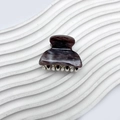 Petite pince à cheveux en acrylique marbré violet avec dents en métal argenté - Gris Brun 3.9cm