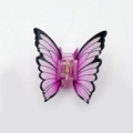 Pink and purple gradient butterfly hair claw clip with semi-transparent finish - Pink and Black (7.3cm)