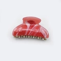 Pink marbled acrylic hair claw clip with golden metal teeth for women styling - 7cm / Ruby Red