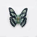 Black and mint green butterfly hair claw clip with 3D wings and a golden spring - Black and Cyan (7.3cm)