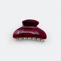 Large burgundy marble texture acrylic hair claw clip with silver metal teeth detail - 7cm / Brick Red