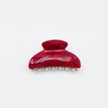 Deep red marble textured acrylic hair claw clip with silver metal teeth for women - 7cm / Festive Red