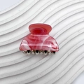 Pince à cheveux en acrylique marbre rose avec dents métalliques argentées chic - Rouge Pastèque 3.9cm
