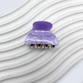 Pince à cheveux en acrylique à motif marbre violet avec des dents métalliques solides - Violet 3.9cm