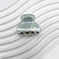 Pince à cheveux en acrylique irisé avec dents en métal argenté pour femmes - Vert Clair 3.9cm
