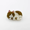 Süße Katzen-Haarklammer aus Acetat mit braun-weißer Marmorstruktur für Damen - Kaffee Katze (8.2cm)