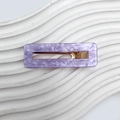 Barrette à cheveux rectangulaire en acrylique marbré violet avec pince dorée chic - Violet