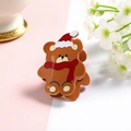 Simpatica molletta per capelli a forma di orso natalizio in acrilico marrone con cappello - Orso Bruno