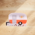 Kreative Haarklammer im orangen Wohnmobil-Design aus Acryl für trendige Frisuren - Orangener Frost Wohnmobil