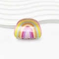 Regenbogen-Haarklammer aus Acryl mit Glitzer-Effekt und bunten Streifen für Mädchen - Kleiner Regenbogen (4cm)