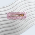 Pink marble acrylic hair clip with rectangular design and gold metal duckbill clamp - Glazed Pink