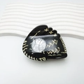 Acrylic hair claw clip featuring a baseball glove design with white ball accent - Black 7.5cm