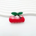 Süße Kirsch-Haarklammer mit glänzendem rotem Finish und grünen Blattdetails - Kleine Kirsche (4.3cm)