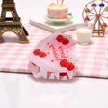Pink heart-shaped acrylic hair claw with cherry print and Happy Birthday text - Heart Cake (6.1cm)