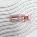 Barrette rectangulaire en acétate texture marbre rose avec fermoir en métal doré - Multicolore Glacé