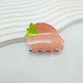 Sparkly pink strawberry hair claw clip made of translucent resin with glitter detail - Orange Strawberry 4.8CM