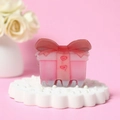 Pink gift box claw clip with red hearts and bow design on elegant display base - Pink Gift Box (6.1cm)