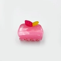 Pince à cheveux rose pailletée en forme de fruit avec un motif fraise pomme translucide - Pomme (5cm)