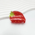 Graziosa pinza per capelli a forma di fragola in acrilico rosso con foglia verde - Fragola Rossa
