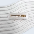 Barrette rectangulaire chic en acrylique marbre blanc avec attache en métal doré - Blanc perle