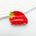 Cute strawberry hair claw clip in bright red and green for girls and women - Red Strawberry 4.8CM