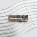 Square acrylic hair clip with grey marble texture and golden metal spring hair pin - Gray