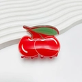 Cartoon cherry fruit hair claw clip in vibrant red and green acrylic finish - Red Morello Cherry 5CM