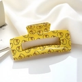 Yellow hair claw clip with cute duck patterns and hollow rectangular design for women - Large Rectangle 10.5cm