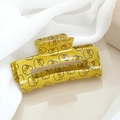Rectangular yellow hair claw clip with cartoon duck pattern on white mesh fabric - Medium Rectangle 8.5cm