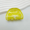 Sparkly yellow lemon slice hair claw clip with transparent glitter finish for women - Lemon 5CM