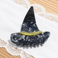 Pinza per capelli a cappello da strega per Halloween con strass e texture marmo - Grigio