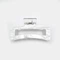Rectangle white marble acetate hair claw clip with a large hollow design for thick hair - Ivory White 13cm