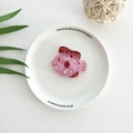 Pinza per capelli a forma di pesce in acetato marmorizzato rosa con pinne rosse e strass - Pesce Rosa