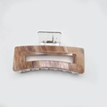 Large marble pattern hair claw clip in beige brown finish for thick hair styling - Caramel 13cm