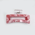Rectangular hair claw clip featuring pink and white marble pattern in large size - Watermelon Red 13cm