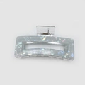 Iridescent blue-grey acrylic hair claw clip with colorful mother of pearl texture - Light Green 13cm