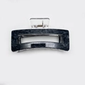 Large rectangular hair claw clip with black and white marble pattern in acrylic finish - Dark Gray 13cm