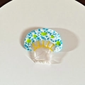 Graziosa clip per capelli a fungo con motivo in acetato blu e bianco e pois verdi - 4.5CM / Verde