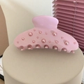 Pinza para el pelo de flor en acetato rosa con perlas sintéticas para peinados - Estilo de Perla Grande (10cm)