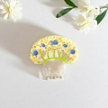 Pinza per capelli a fungo carina in giallo con puntini blu e finitura madreperla - 4.5CM / Giallo