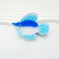 Haarklammer in Blau-Weiß-Verlauf Tropenfisch-Design mit feinem Glitzer-Effekt - Spitzer Hellblauer Fisch 7.9cm