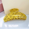 Grande pince à cheveux jaune en acétate avec motifs de canards mignons pour femmes - Croissant 10cm