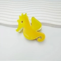 Cute yellow seahorse acrylic hair claw clip with shimmering glitter finish and smooth texture - Yellow Seahorse 7.4cm
